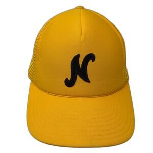 N Snapback Trucker Hat Yellow One Size Adjustable Mesh Back Rope Sportcap